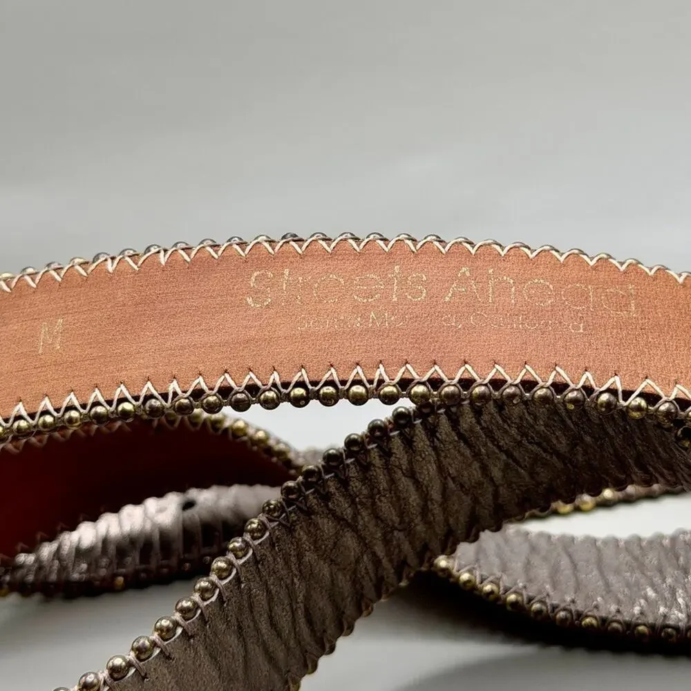 Vintage 90s Streats Ahead Leather Belt with Rhinestones Glam Western Cowgirl New
